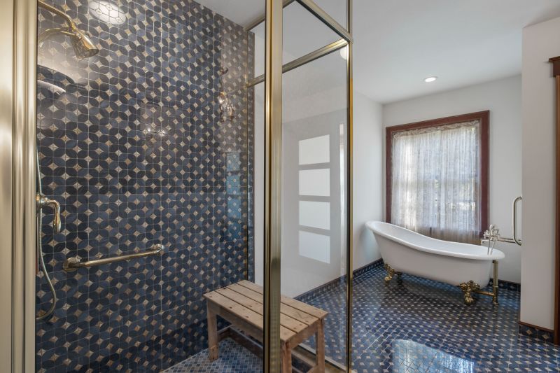 Tile Patterned Wall in Modern Shower