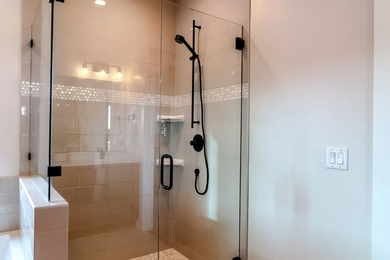 Minimalist Shower with Black Hardware